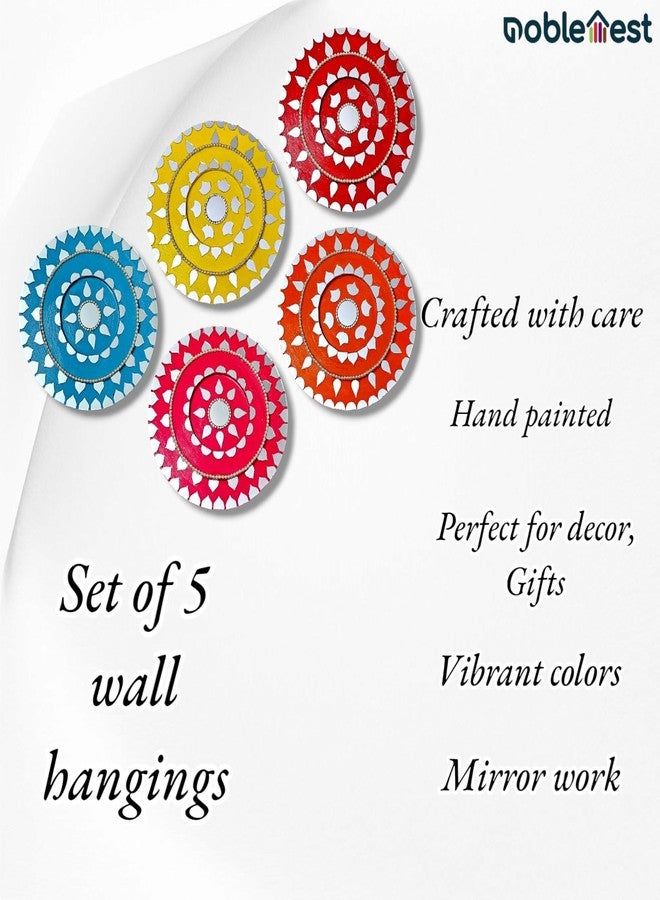 Noblenest Handmade Wall Hangings, Set of 5 Multicolor, Wall Plates for home decoration | Wall decor items for living room I Home Decor I Gift Items for home decoration (Navrang) - Image 2